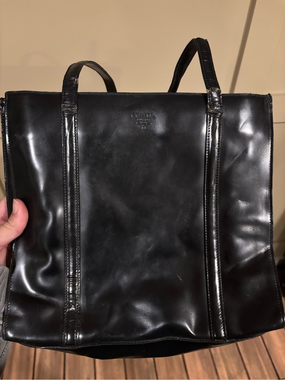 Prada Black Patent Leather Spazzolato Bag